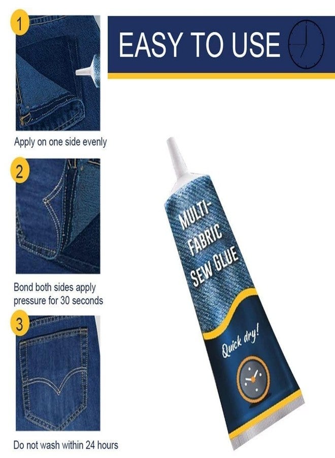 Dhamee Quick Dry Fabric Glue Stitch Liquid Sewing No Sew Glue Fast Tack Bonding Repair Clothes Fabric Glue for Clothing Permanent waterproof Hems & Embellishes Without a Needle and Thread - Image 3